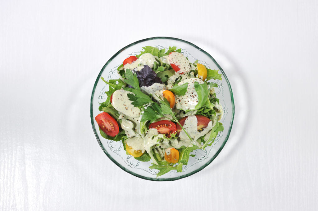 calories in green salad with ranch dressing My boring salad